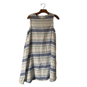 Beach Lunch Lounge  Blue‎ & White Stripe Linen/Cotton Blend Dress Size Small